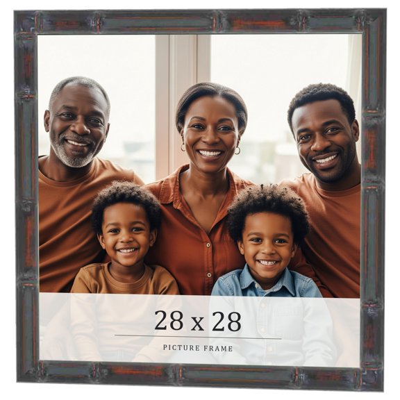 28x28 Frame Brown Bamboo with Dark Coffee/Walnut Finish | Solid Wood Picture Frame Width 0.75