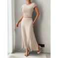 thumbnail image 4 of Women's Short Sleeve Slim Fit Long Dress Set - 92% Viscose, 8% Elastane, 4 of 7