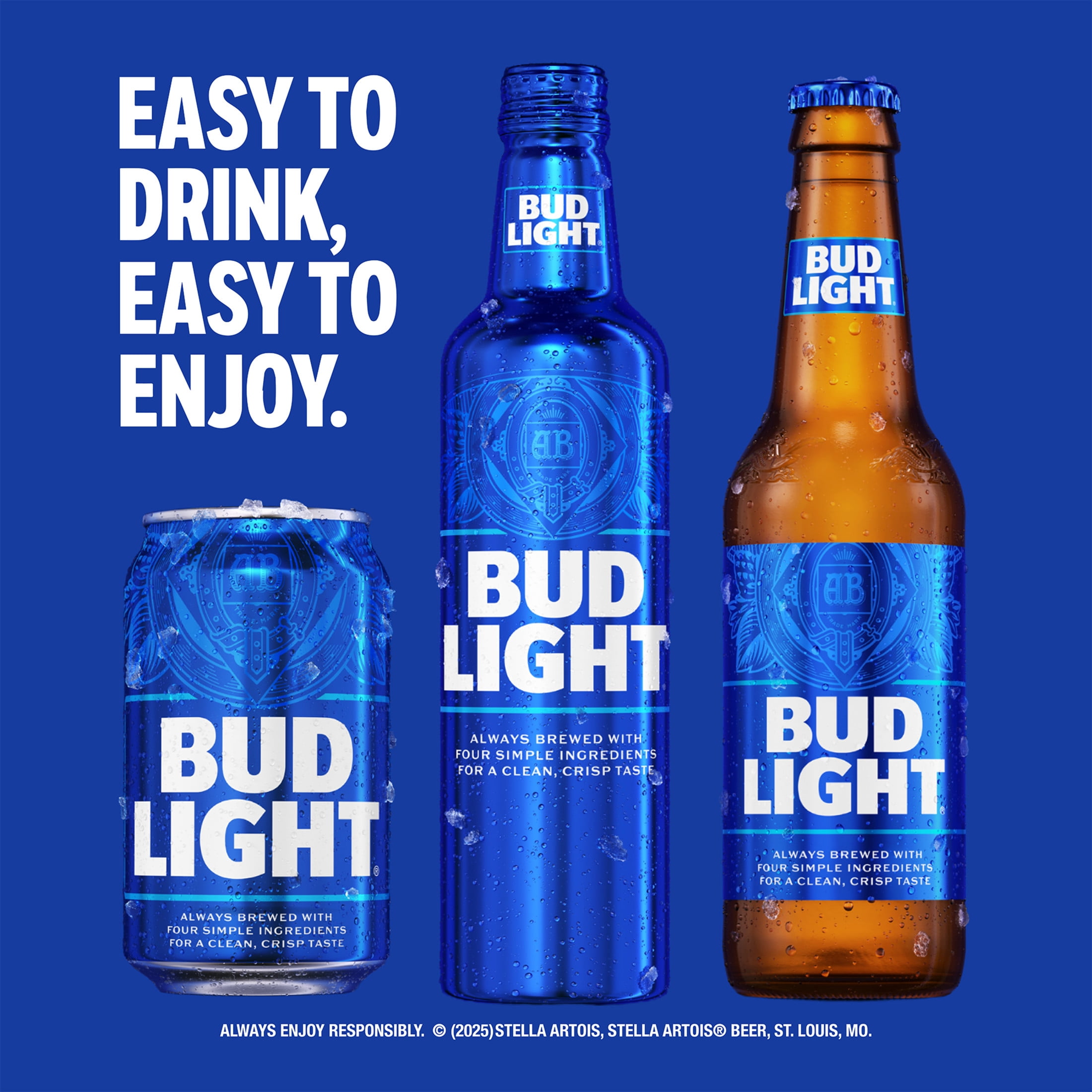 Bud Light American Light Lager Beer 12 Pack 16 fl oz Aluminum Bottles 4.2% ABV