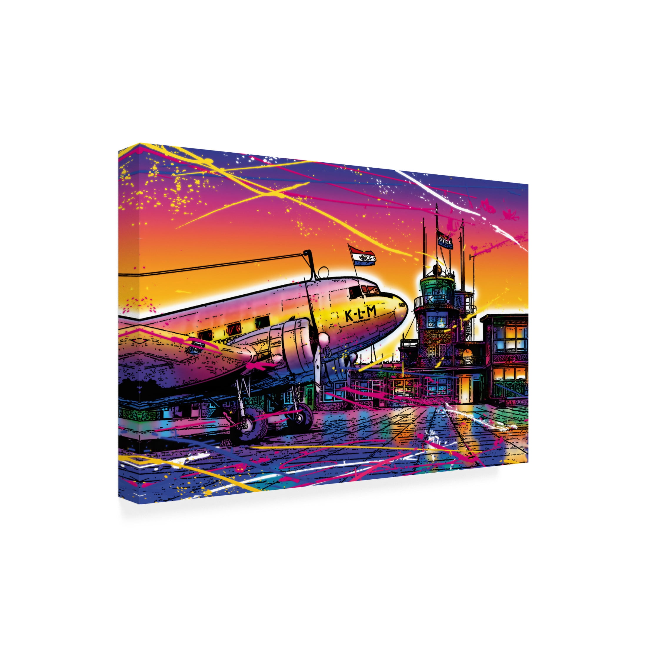 Canvas Wall Art - Ray Heere 'Colorful Cityview Of Airport Schiphol' Wall Art for Living Room, Bedroom, or Office Décor by Trademark Fine Art - 47 x 30 Inches