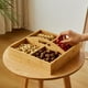 thumbnail image 4 of Caja de madera para frutas secas, bandeja para aperitivos con 4 rejillas de comedor para fiesta, cuenco para dulces, regalo de calentamiento de casa 25x25x6.5cm perfecl bandeja de golosinas, 4 of 8