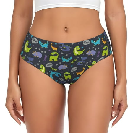 Womens Underwear - funny dinosaur No Show Seamless Underwear for Women  Soft Comfort Stretch Women s Panties  Hipster Ladies Panties Bikini Underwear Briefs