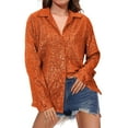 thumbnail image 2 of Orange Women's Short Sleeve T-shirt, Women'S Carnival Spring And Autumn Summer Long Sleeve Fashionable Sequin Lapel Solid Color Casual Shirt,Women's Short sleeve T-shirt L, 2 of 6