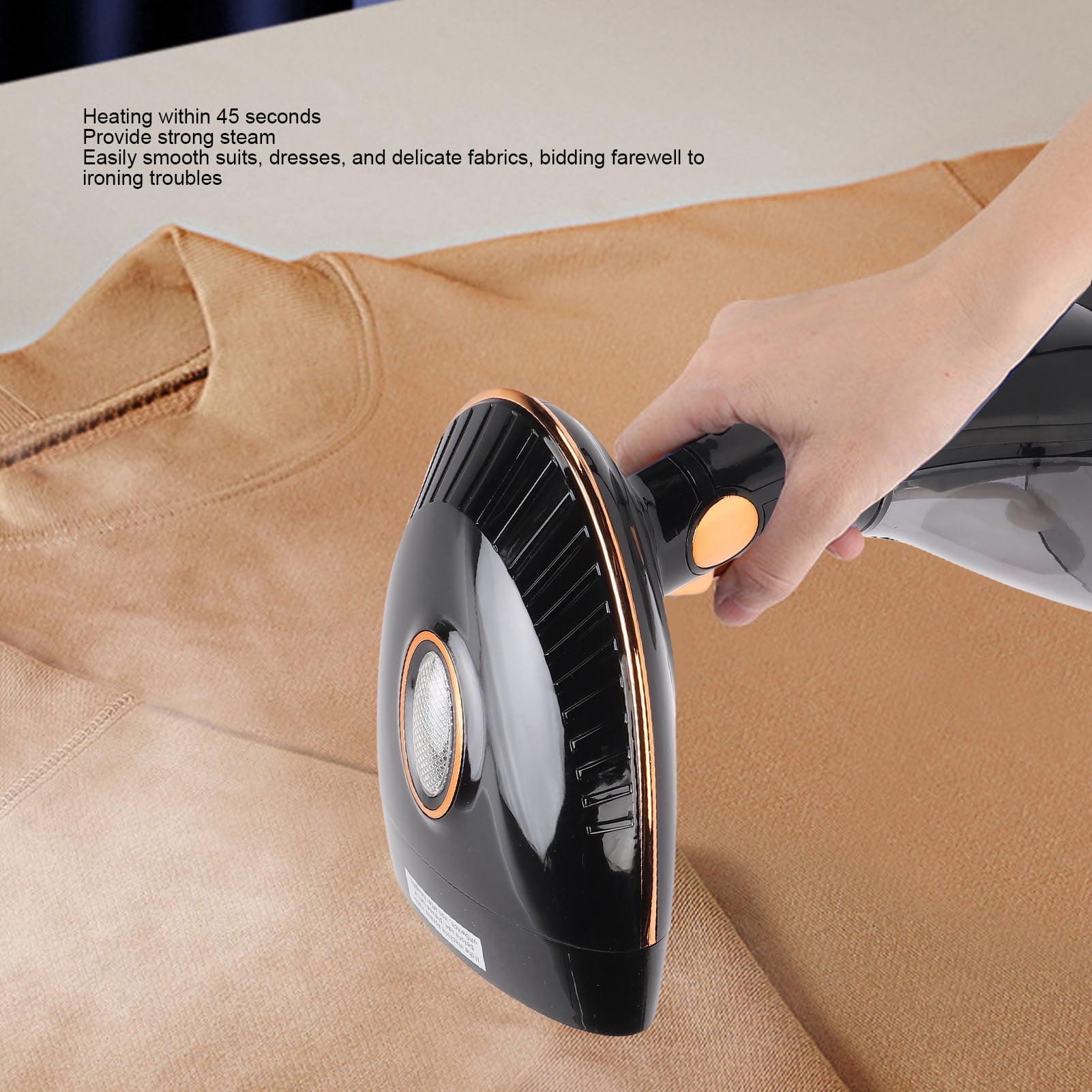 Riousery Handheld Steam Iron 45s Fast Heating 288ML Detachable Water Tank, Portable Foldable Steam Ironing Machine (11.8 x 9.1 inches / 30 x 23 cm) with Auto Shut-Off for Home Travel Use, Black