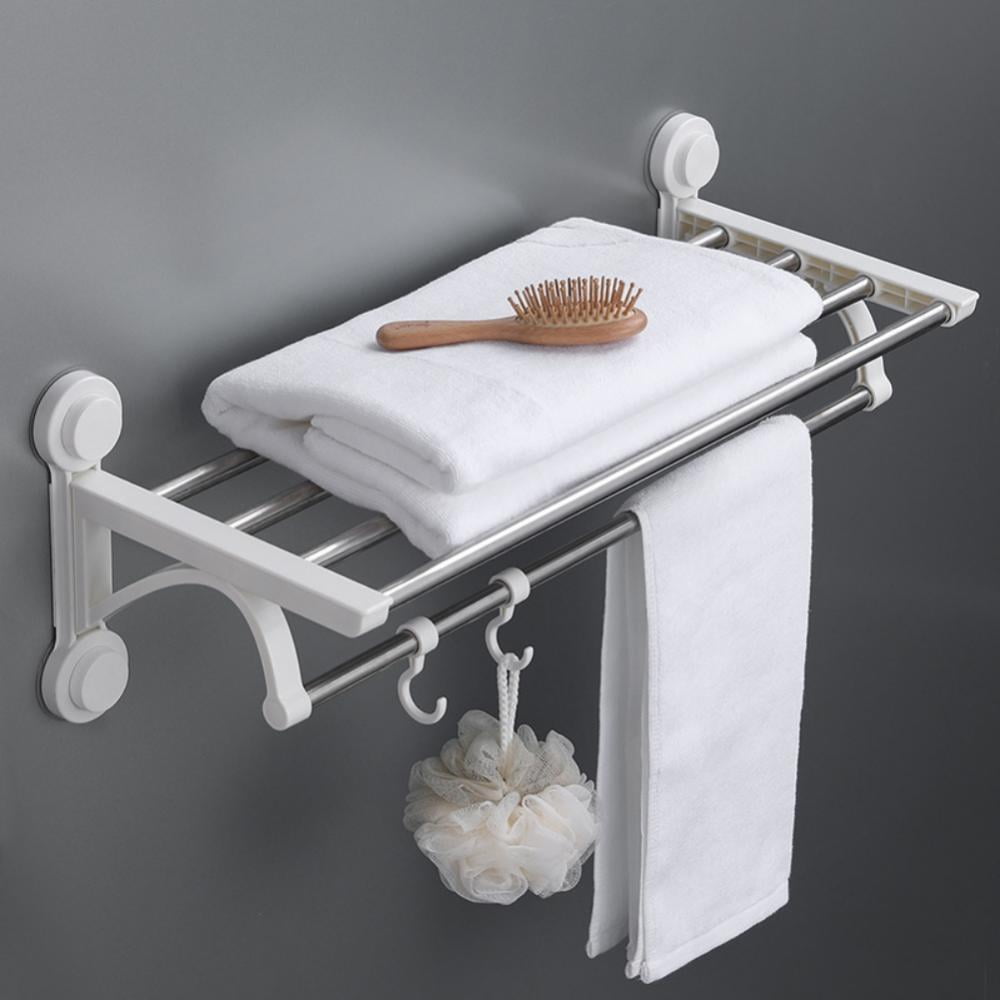 Suction Cup Towel Bar, Adjustable Towel Rack, No Drill & Removable Hand