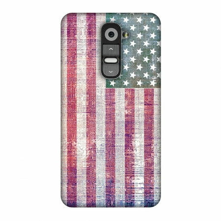 LG G2 Case, Premium Handcrafted Printed Designer Hard Snap on Shell Case Back Cover with Screen Cleaning Kit for LG G2 D802 - USA flag- Wood (Best Cover For Lg G2)