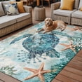 thumbnail image 2 of Fsddascl Coastal Sea Turtle Outdoor Rug for Patio/Deck, Non-Slip Large Area Rug 5 x 8 Ft, Teal Nautical Beach Starfish Vintage Indoor Outdoor Rugs Washable Area Rugs, Reversible Camping Rug Carpet, 2 of 5