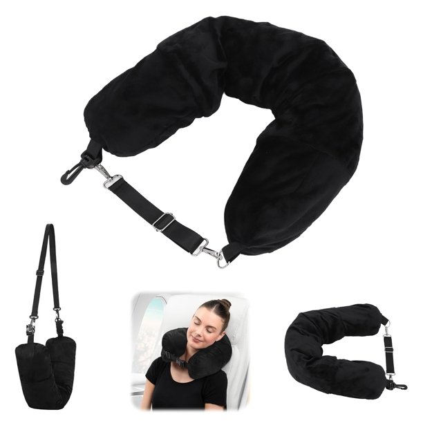Travelsleeper Hold Almohada de Vije Suave Felpa Almohada de Relleno para El Cuello Bolsa de Almacenamiento en Forma de Forma Multifuncional de u para viajar Vuelos Largos Coches