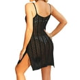 thumbnail image 4 of Lucakuins, traje de baño para mujer, sin mangas, cuello en U, Color sólido, abertura lateral de ganchillo, vestido de baño transparente de punto corto, ropa de playa Lucakuins  moda, 4 of 5