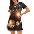 thumbnail image 1 of Fotbe Creative Poker Bata de Dormir para Mujer con Estampado, Camisón de Algodón de Manga Corta, Ropa de Dormir Casual, 1 of 6