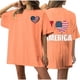 thumbnail image 1 of Camiseta de Cuello Redondo Impresa Delantera Y Trasera Del Día de la Independencia de las Mujeres, Tops Cortos Casuales para las Mujeres, 1 of 5