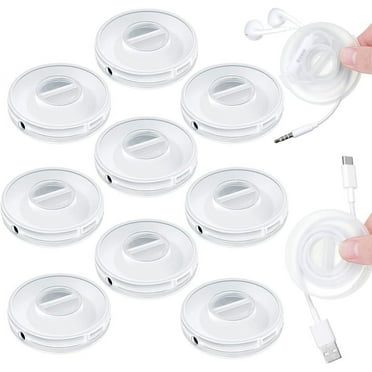 9 Pcs Charging Cord Organizer Portable Charger Cord Holder Round Storage Cable Winder Retractable Cable Management Flexible USB Cable Reel for Home Office Classroom, Transparent
