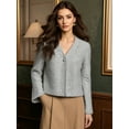 thumbnail image 6 of PAOLA RIBONI Chic Light Yellow V-Neck Cardigan with Elegant Pearl Buttons and Flared Sleeves Crafted from Luxuriously Soft Material for Comfortable Wear, 6 of 9