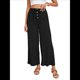 thumbnail image 2 of Pantalones de y Algodón para Mujer, Informales, de Verano, para Playa, con Cordón, Holgados, de Pierna , con Bolsillos. Negro S, 2 of 9