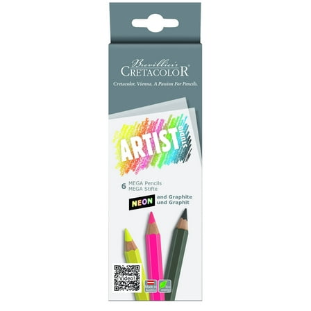 Cretacolor Artist Studio Mega Neon Pencil Set, Set of 6