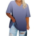 thumbnail image 2 of Zpanxa Womens Summer Tops, Women's Oversized Cotton T-Shirt V-Neck Short Sleeve Solid Color Casual Loose Fit Summer Top Breathable Basic Tee Shirt, 2 of 7