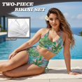thumbnail image 4 of Garronmavis Bikini Sets for Women Crisscross Tie Back Bathing Suit Tropical Print High Waisted Tummy Control Summer Beach Swimsuits with Side Tie Bottom, 4 of 6