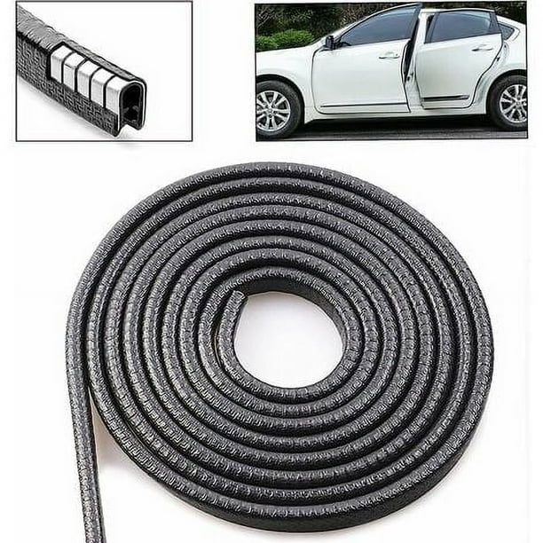 Junta de goma para puerta de coche, 5 m, anticolisión, protección para bordes de puerta de coche, color negro