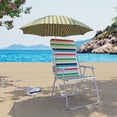 thumbnail image 1 of Mainstays 4 ft. Green Stripes Octagonal Clip-On Beach Umbrella, 1 of 9