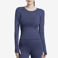 thumbnail image 3 of ZUKMRJPC Womens Workout Shirts Long Sleeve Slim Fit Crewneck Yoga Tees Casual Sports Running Breathable Athletic Tops with Thumb Holes, 3 of 5