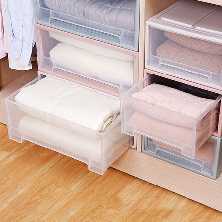 Aofa Household Plastic Transparent Stackable Drawer Storage Box
