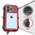 thumbnail image 6 of for iPhone 13 Pro Case Waterproof Shockproof Dustproof Full-Body Sturdy with Camera Lens Protection and Built-in Screen Protector,Underwater Full Sealed Cover Protective for iPhone 13 Pro, Red, 6 of 8