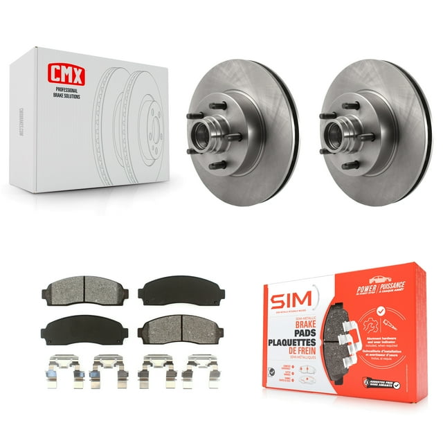 Transit Auto Front Disc Brake Rotors Hub Assembly and Semi-Metallic Pads Kit for Car 2010-2011 Ford Ranger RWD K8S-100735