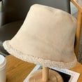 thumbnail image 4 of Riforla Reversible Suede Bucket Hat for Women Fall Winter Thick Lamb Warm Fisherman Hat Versatile Womens Hats Beige, 4 of 7