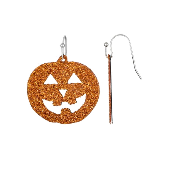 Way to Celebrate Halloween Glittery Jack-O-Lantern Earrings
