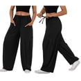 thumbnail image 2 of Pantalones Bombachos Holgados de para Mujer, Pantalones Casuales de Verano con Cordón, Ropa de Viaje con Bolsillos 2025 Negro XL, 2 of 7