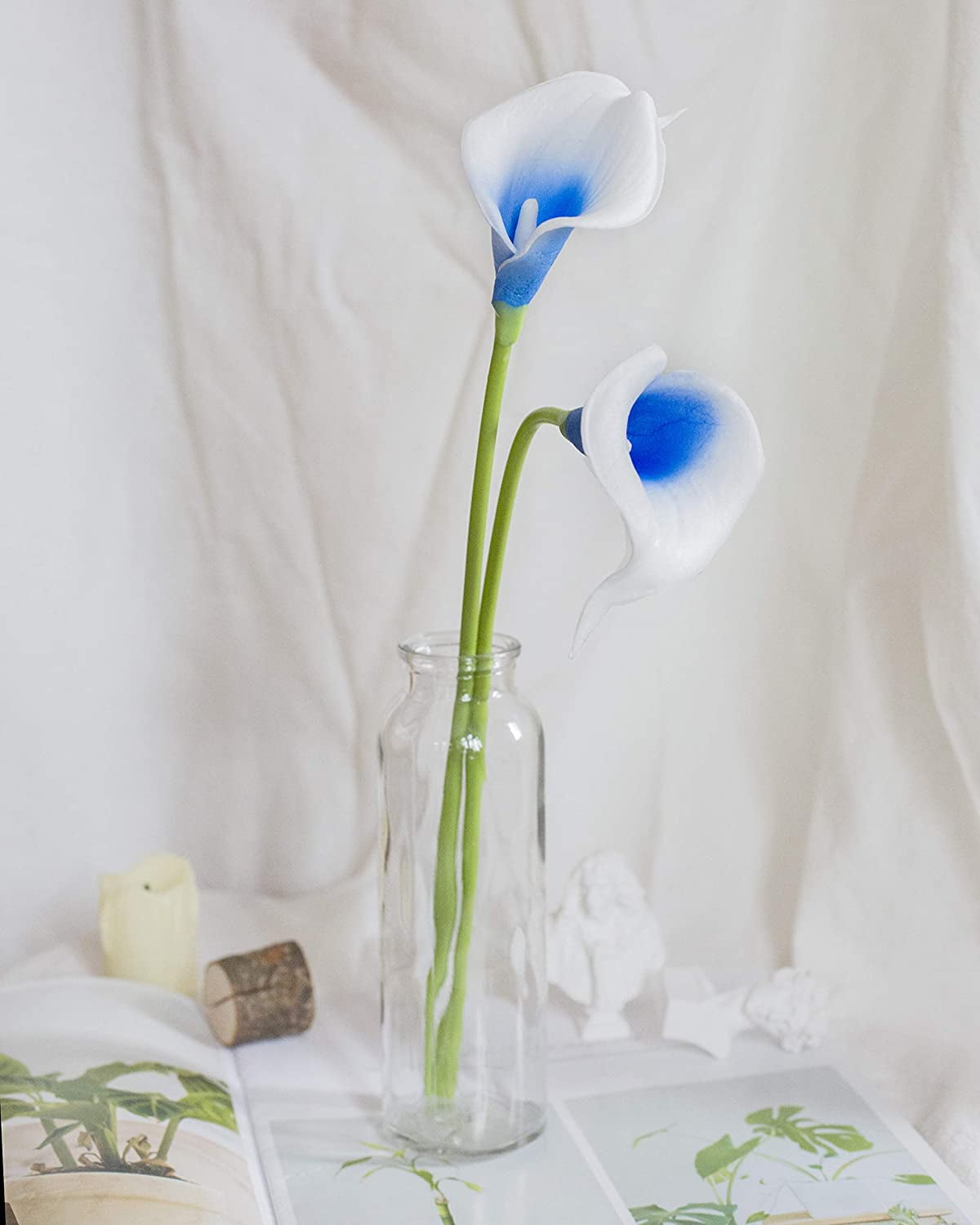20Pcs Artificial Calla Lily Flower Real Touch Latex Flowers for DIY Wedding Bouquet Party Home Decor (Pure White)