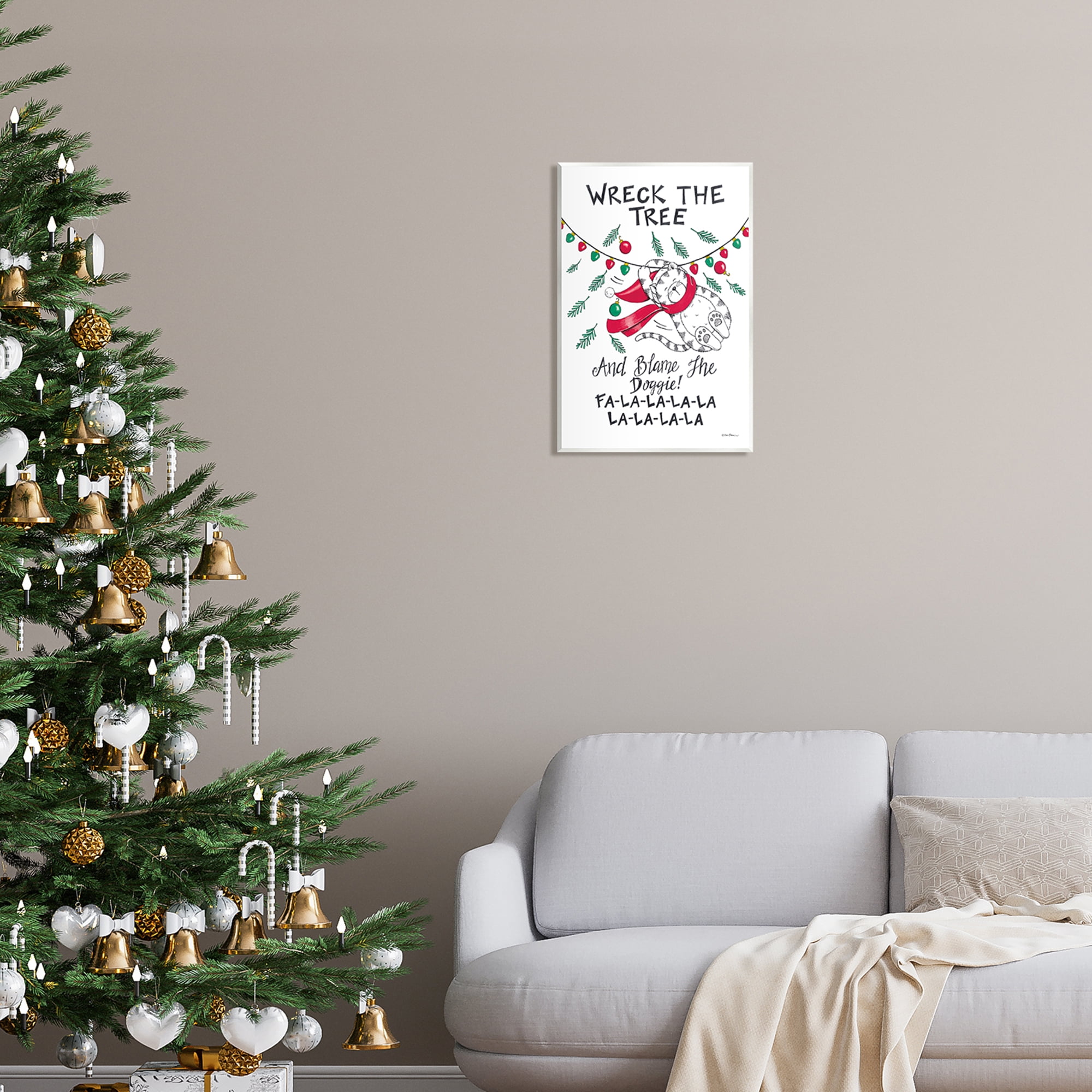 Stupell Industries Funny Pet Christmas Song Holiday Painting Unframed Art Print Wall Art, 13 x 19