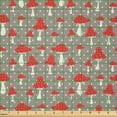 thumbnail image 2 of Ambesonne Mushroom Fabric by the Yard Microfiber, Amanita Polka Dot, 1 Yard, Taupe Cream Red, 2 of 2