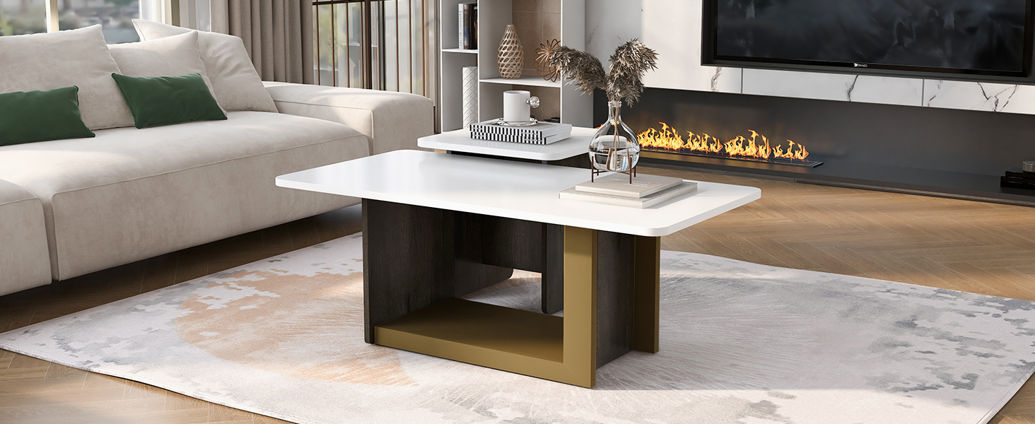 Euroco Modern Light Luxury Coffee Table Set of 2, Small Square Coffee End Table with Spacious Top, Center Table for Living Room