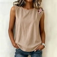thumbnail image 4 of Diufon Summer Tank Tops for Women Floral Embroidered Cap Sleeve Crewneck Blouse Casual Beach Vacation Shirts, 4 of 9