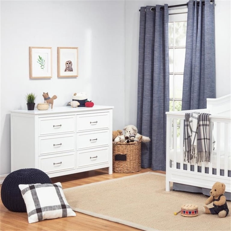 White Nursery Set: 4-in-1 Convertible Crib, Dresser with Matching Drawers & Removable Tray