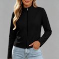 thumbnail image 2 of Ashyfjp Zip Up Jackets for Women Casual Solid Color Long Sleeve Mock Neck Lightweight Track Jacket, Size (S-XXL), 2 of 5