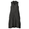 thumbnail image 2 of TaTaai Sleeveless Lapel Maxi Dress Women's Linen Feel Solid Color Button Front Casual Loose Fit Flowy Summer Slip Dress Gift, 2 of 5