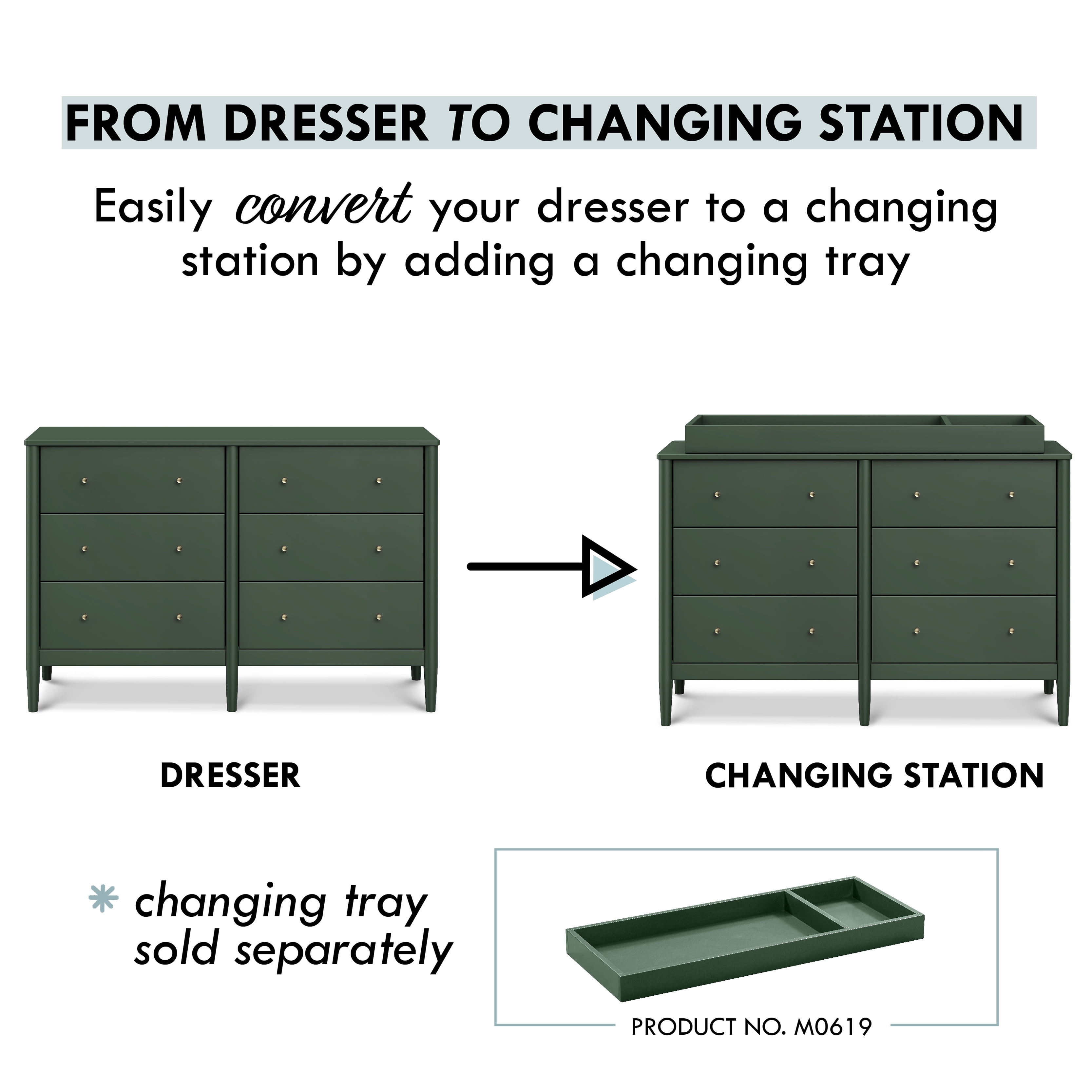 davinci forest green dresser DaVinci Frem 6-Drawer Dresser Forest Green