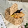 thumbnail image 3 of Abbot Water Hyacinth Woven Brown Oval Kitchen and Picnic Basket, 3 of 8