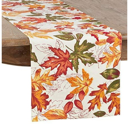 

Fennco Styles Warm Embroidered Autumn Leaves Cotton Tablecloth for Thanksgiving Banquets Family Gathering and Special Occasion