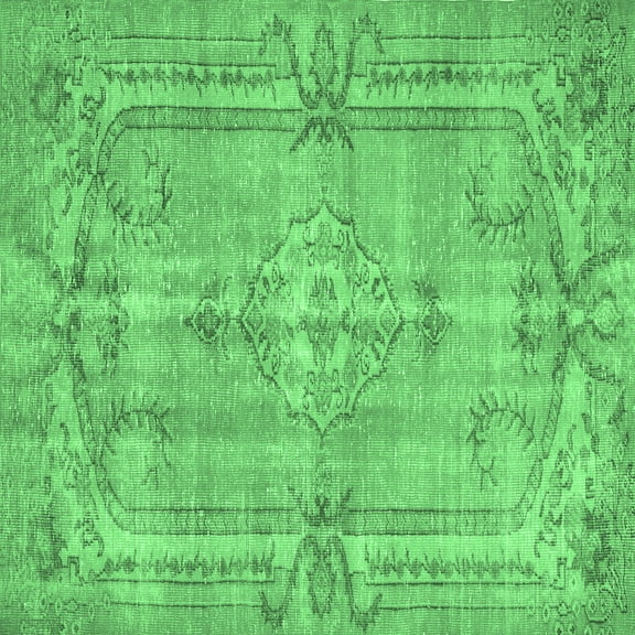Ahgly Company Indoor Square Abstract Emerald Green Contemporary Area Rugs, 3' Square