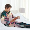 thumbnail image 6 of Uemuo Whimsical Axolotl Fantasy Pattern 2-Piece Loungewear Set - Men’s Soft Sleepwear, Cozy Winter PJs, Comfy Sleep Set-Small, 6 of 7
