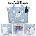thumbnail image 2 of Tote Bag for Women - Blue Pioneer Flower Shoulder Bag - Large Utility Work Duffle Bag with Zipper Handbag for Travel, Work, Sprots, 2 of 5