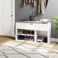 thumbnail image 5 of Simzone Storage Bench with Comfortable Padded Cushion Seat with 2-Tier Shoe Storage Organizer for Entryway and Living Room in White, 5 of 6