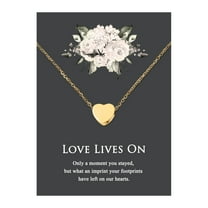 Anavia Mini Heart Cremation Jewelry Stainless Steel Keepsake Memorial Urn Necklace for Human with"Love Lives On" Comfort Card-[Gold]