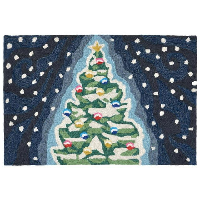 Trans Ocean FTP23184447 Frontporch Xmas Tree Midnight Rug 24 x 36 in.
