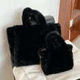thumbnail image 3 of Plush Handbag for Womens Crossbody Bag Large Capacity Women Tote Bag Fashion Shopping Bag Fuzzy Purses and Handbags Black, 3 of 5