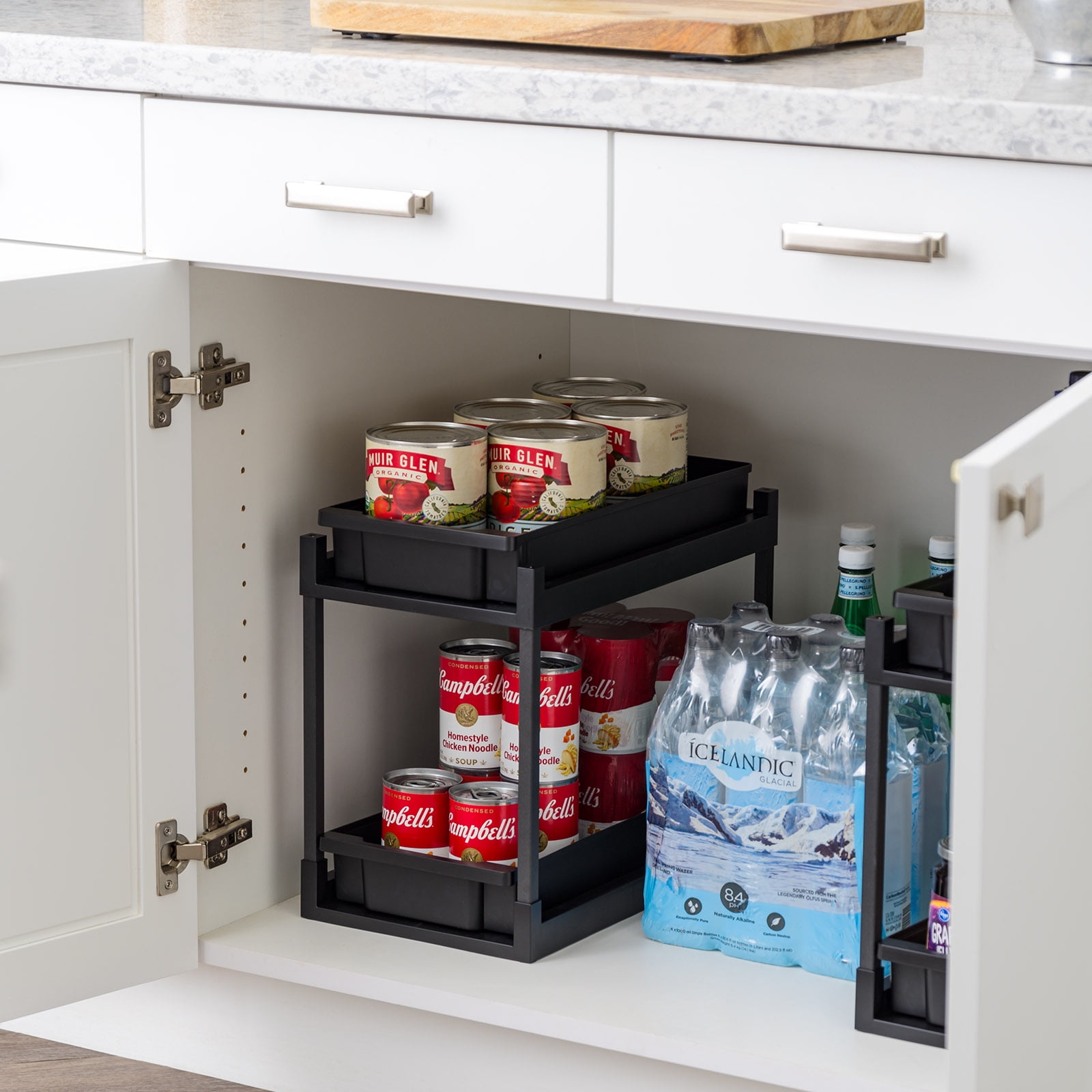 IRIS 2 Tier Under Sink Organizer, Storage with Sliding Drawers - Versatile solution for Office, 2Pk