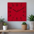 thumbnail image 6 of Pure Red Wooden Wall Clock Silent Non Ticking, Simple Solid Color Square Wall Clocks Battery Operated, Decor Clock for Home Office, Living Room, Kitchen, 12 Inch, 6 of 9